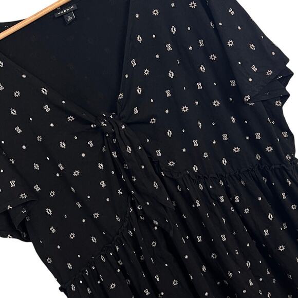 Torrid Womens 2X Plus Vintage Cotton Tie Front Ditsy Print Flutter Sleeve Top - Picture 1 of 12